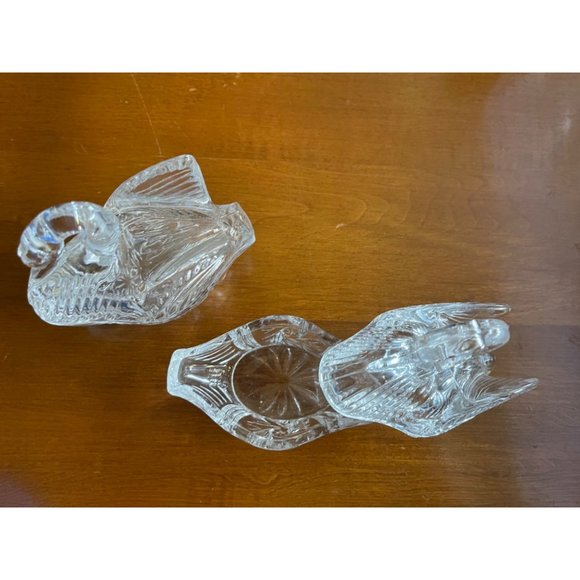 Crystal Swan Trinket Dish, Crystal Swan, Vintage 2 Piece Crystal Swan Trinket Je - Picture 4 of 4